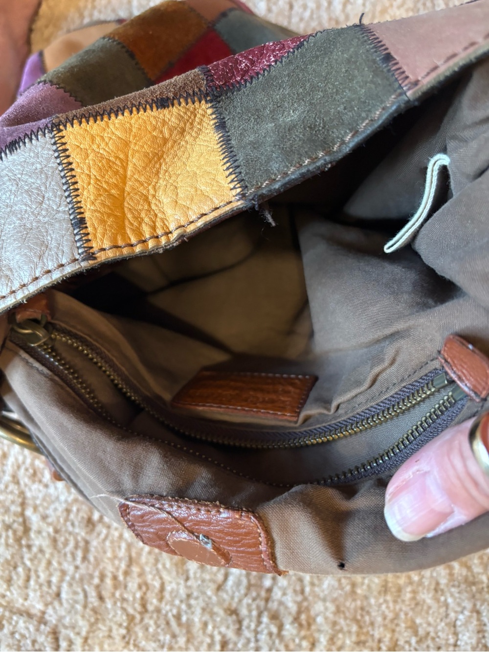 Lucky Brand Patchwork Leather Shoulder Bag in Multicolor Squares - Picture 4 of 4